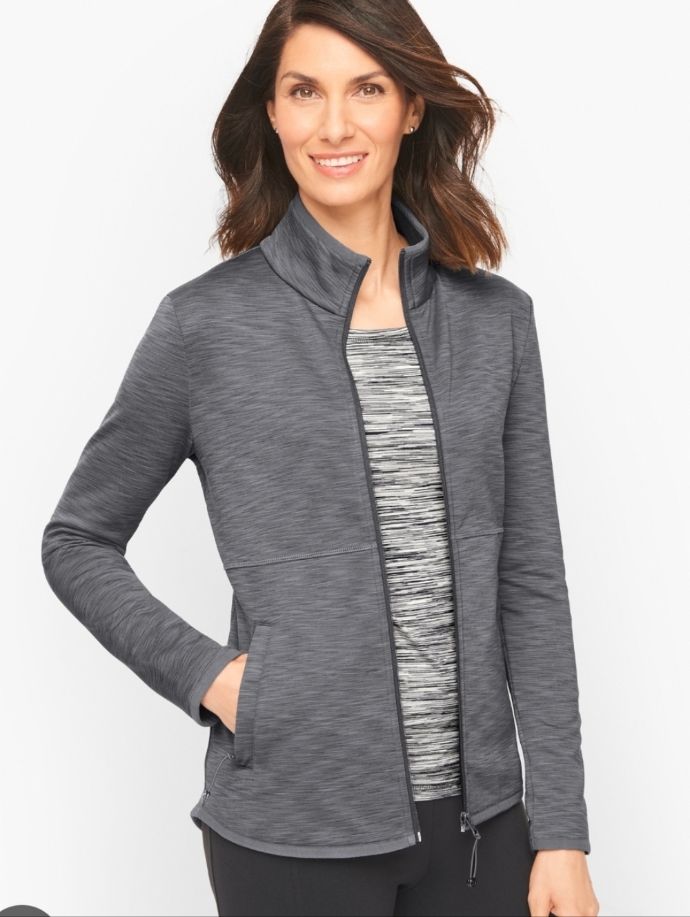Talbots Brushed Scuba High-Low Jacket Large